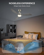 vonluce wood ceiling fan with lights 42 inch showing dimensions