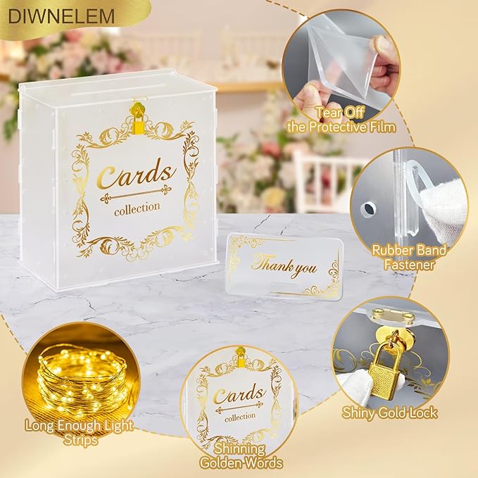 DIWNELEM Acrylic Wedding Card Box - Image 4