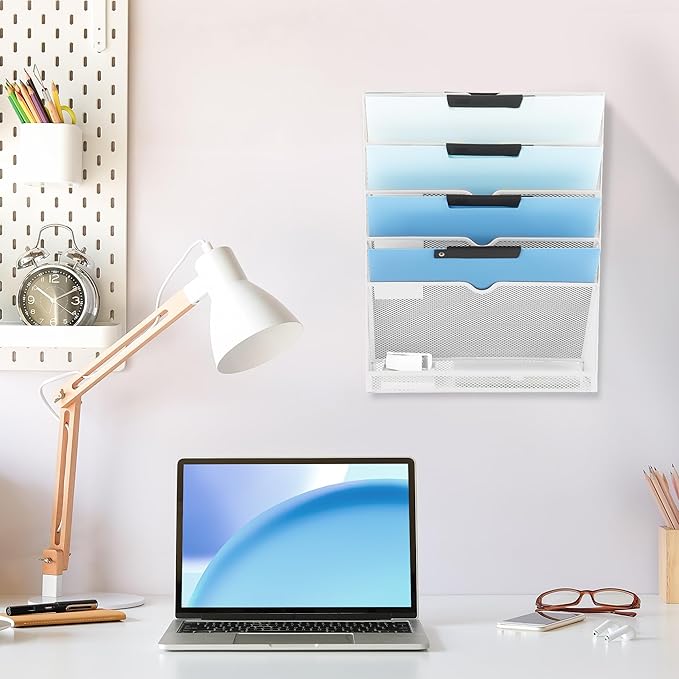 EASEPRES 6 Tier Mesh Hanging Wall File Organizer, Desk Vertical Mail Paper - Image 6