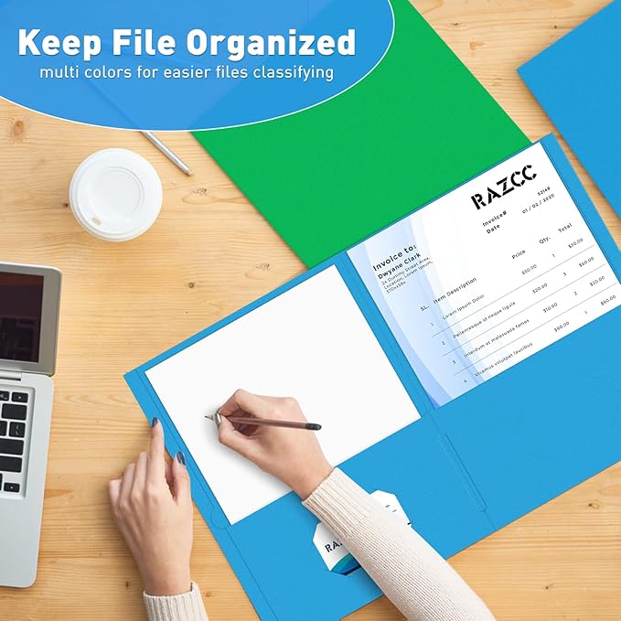 Two Pocket Folders, RAZCC 100 Pack File Folders - Image 6