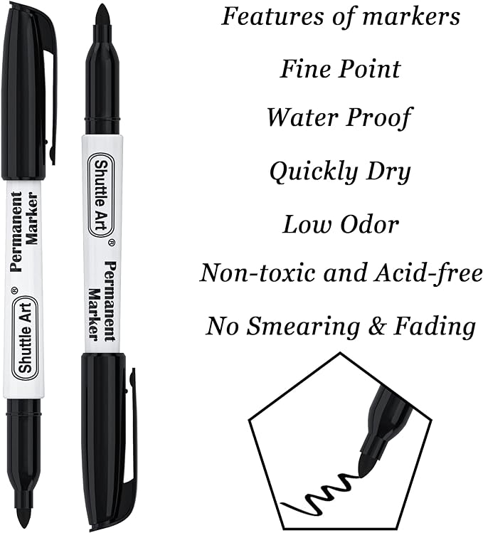 Shuttle Art 100 Pack Black Permanent Markers, Fine Point Permanent Marker Pens - Image 3
