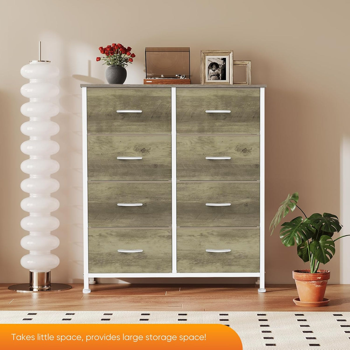 Sweetcrispy 8 Drawer Dresser for Bedroom, Large Fabric Storage Tower