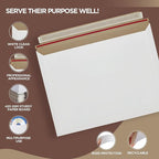 50 Pack 9.5 x 12.5 Inches Rigid Mailers – Self Adhesive White Cardboard - Image 3