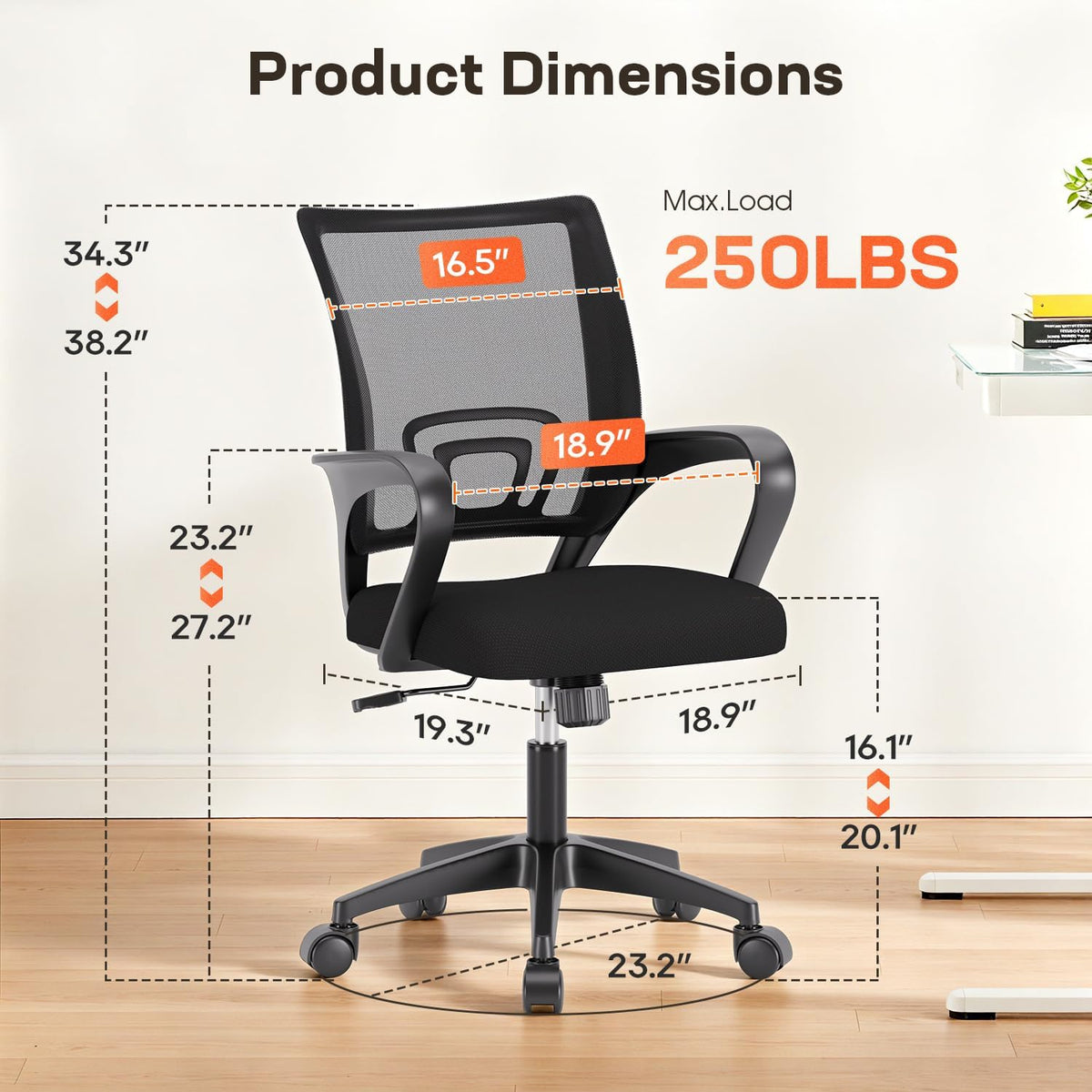 bestoffice ergonomic office chair | mid-back swivel desk on a desk or shelf
