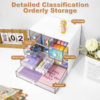 desk organizer with 9 drawers, 4 tier plastic, side view