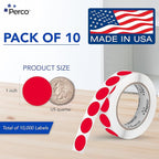 Perco Red 1-Inch Perforated Circle Dot Sticker Labels — 10 Rolls, 000 Round - Image 2