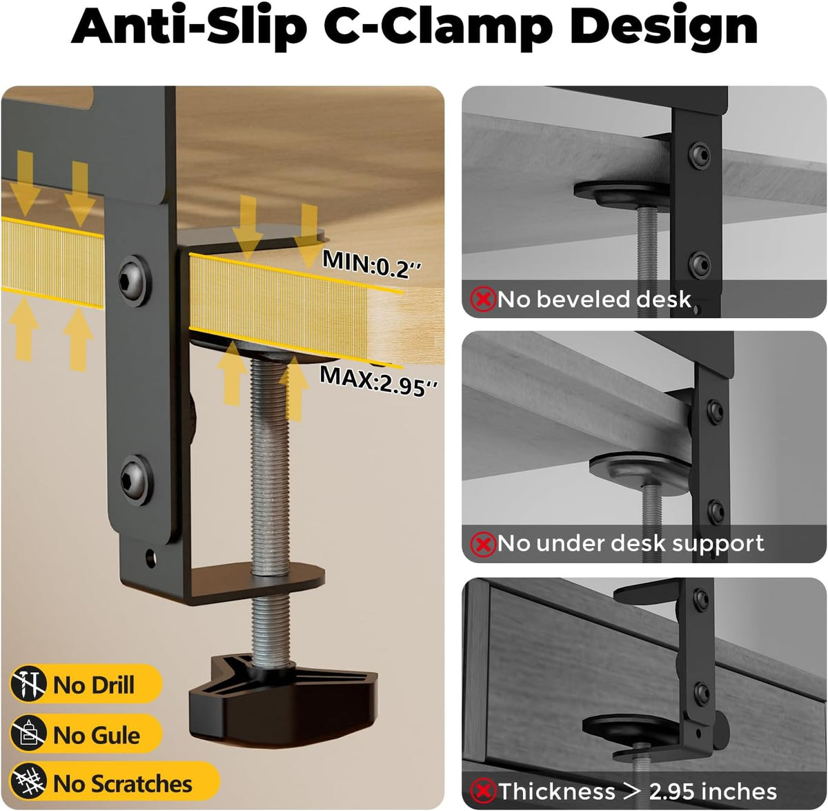 JOY worker 4-in-1 Clamp on Above/Under Desk Pegboard Cable Management Tray