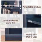 RWYHG 70" Blue Tall Bookshelf Set of 2, 5-Tier Thick Wooden Book Shelf - Image 5