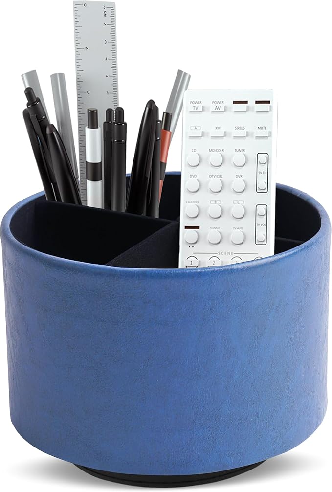 Hennaja Round Leather Art Supply Organizer, Remote Control Holder, 360 Degree by Hennaja