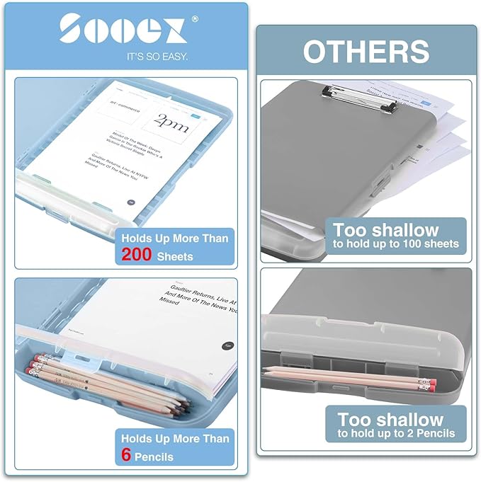 Sooez Clipboards with Storage, High Capacity Clip Boards 8.5x11 with Storage - Image 3