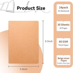 miikoul 24 Pack Blank Kraft Notebooks, 8.3"x5.5" A5 Small Journal Bulk Blank - Image 2