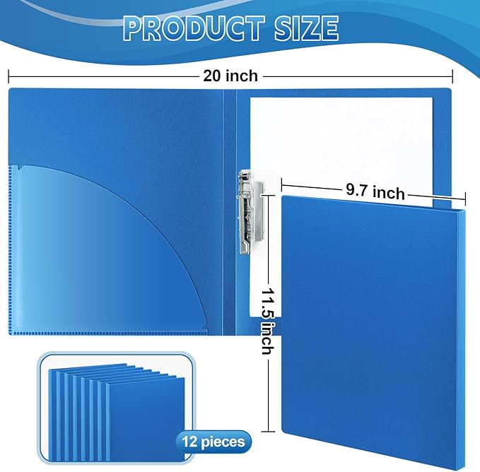 Teling 12 Pack Punchless Clamp Binder Folder 8.5 x 11 Inch Ringless Binder Holds - Image 3