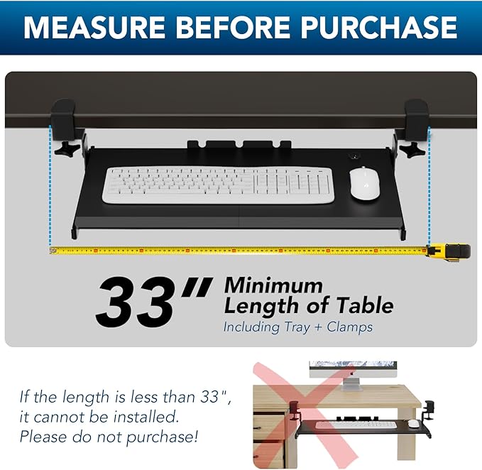 AX WABER Keyboard Tray Under Desk Pull Out - Image 5