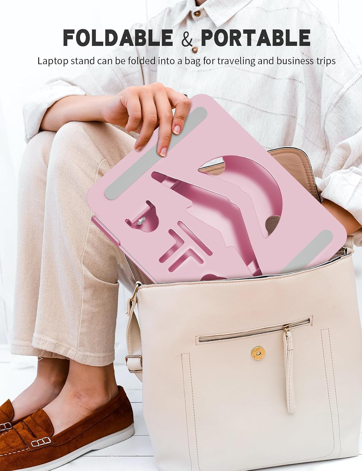 Z-Shaped Laptop Stand for Desk Fits 10"-16" Notebook, Puce Pink