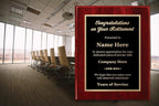Customizable Retirement Plaque - Executive Series, Personalized Award for Employees, Mahogany Piano Wood Board, Customize Now! (10.5x13)