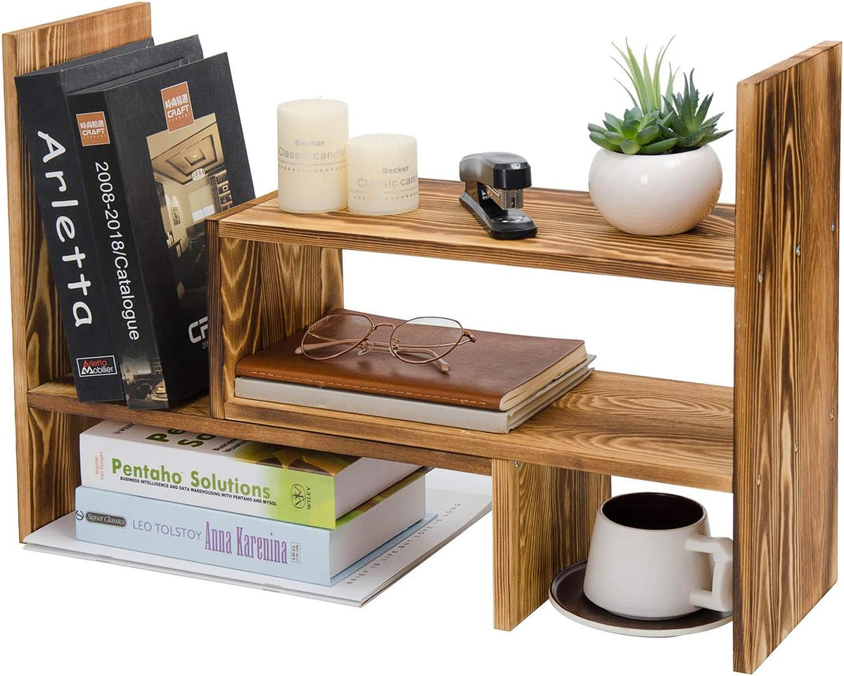 Adjustable Extendable Natural Wood Desktop Organizer Caddy Desk Organizer Cou...