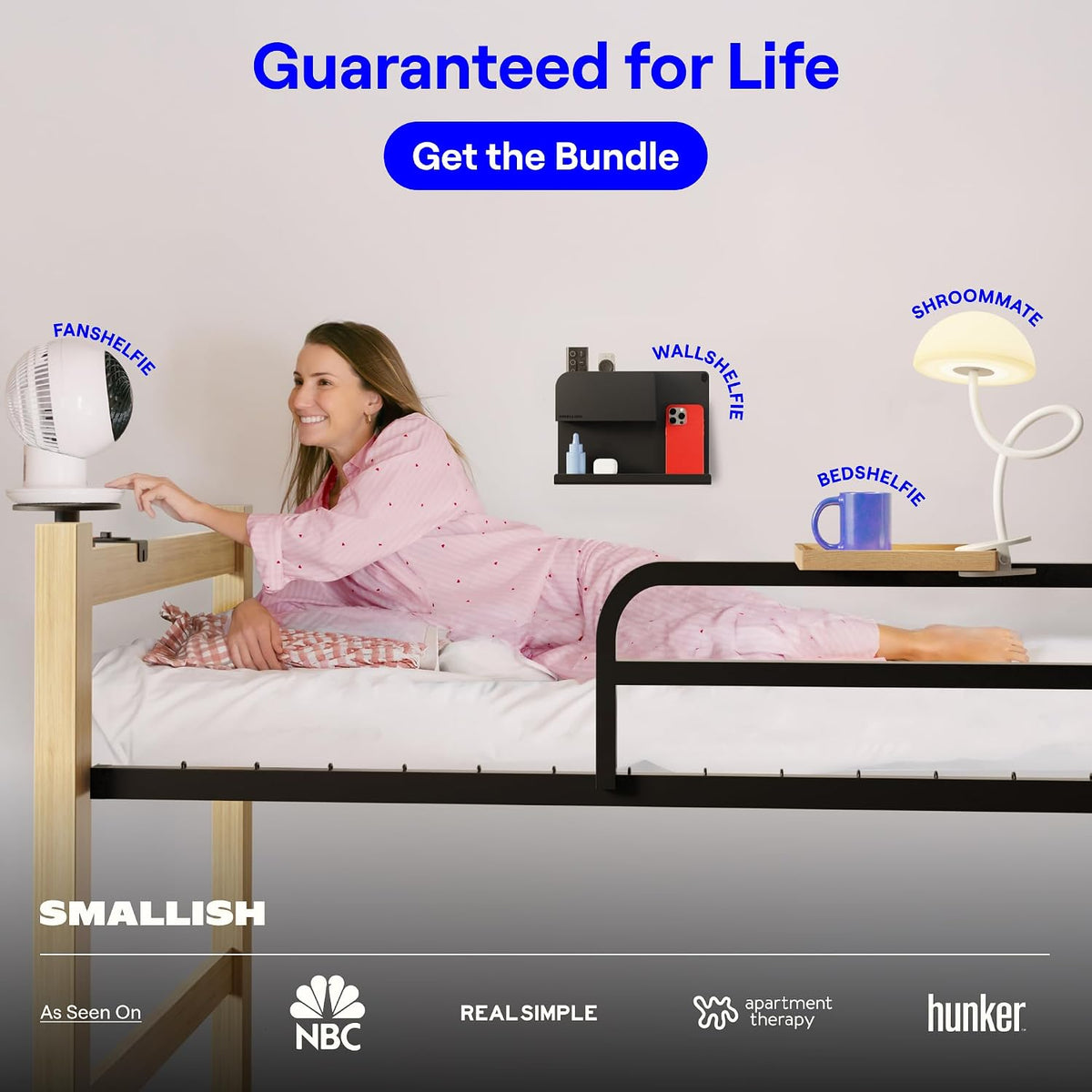 BedShelfie Bedside Shelf for Dorm Room - Dorm Essential 2.0, Black
