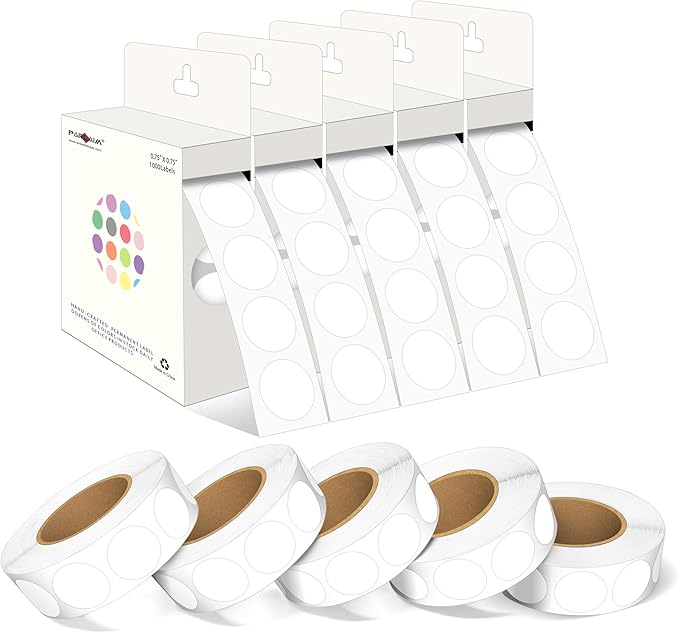 PARLAIM 3/4 Inch Roll Color Coding Labels, 10000 per 10 Rolls Round Permanent by PARLAIM