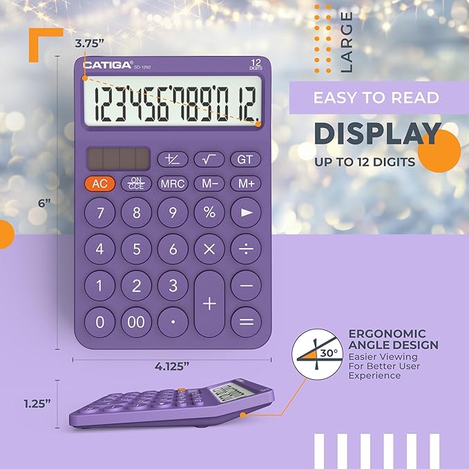 CATIGA 12 Digit Desktop Calculator Basic Desk Calculator - Image 4