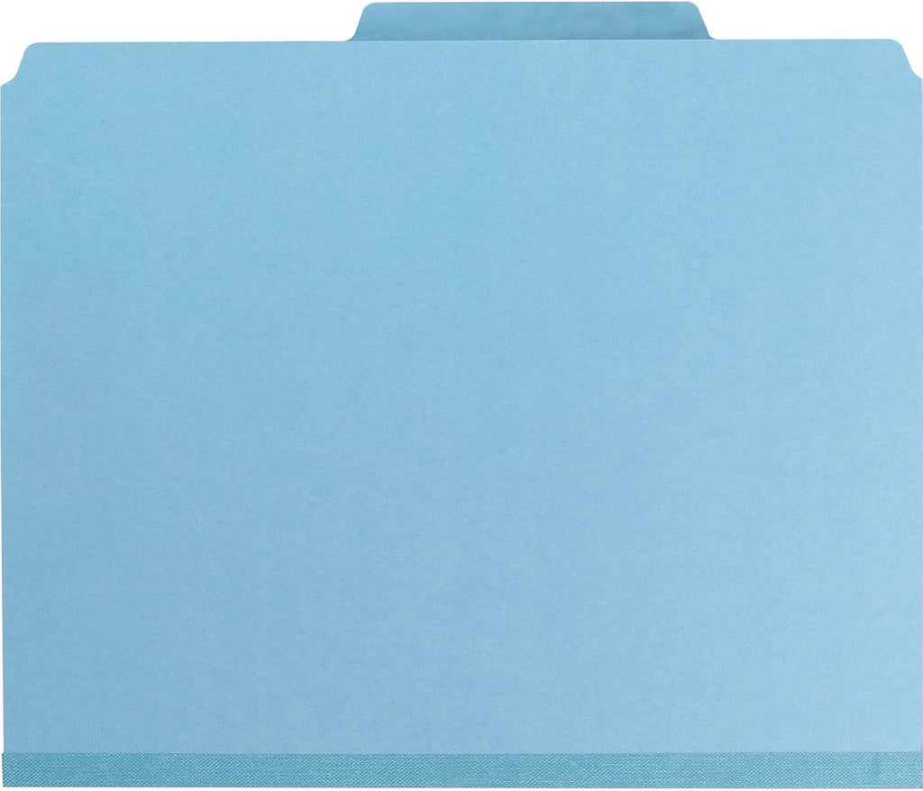 Smead Pressboard Classification File Folder with SafeSHIELD Fasteners, 1 Divider, 2" Expansion, Letter Size, Blue, 10 per Box (13730) (Pack of 1)