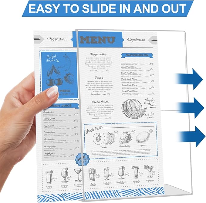 EHWINE 24 Pack 5 x 7 Acrylic Sign Holder, Vertical Slanted Back Paper Holder - Image 4