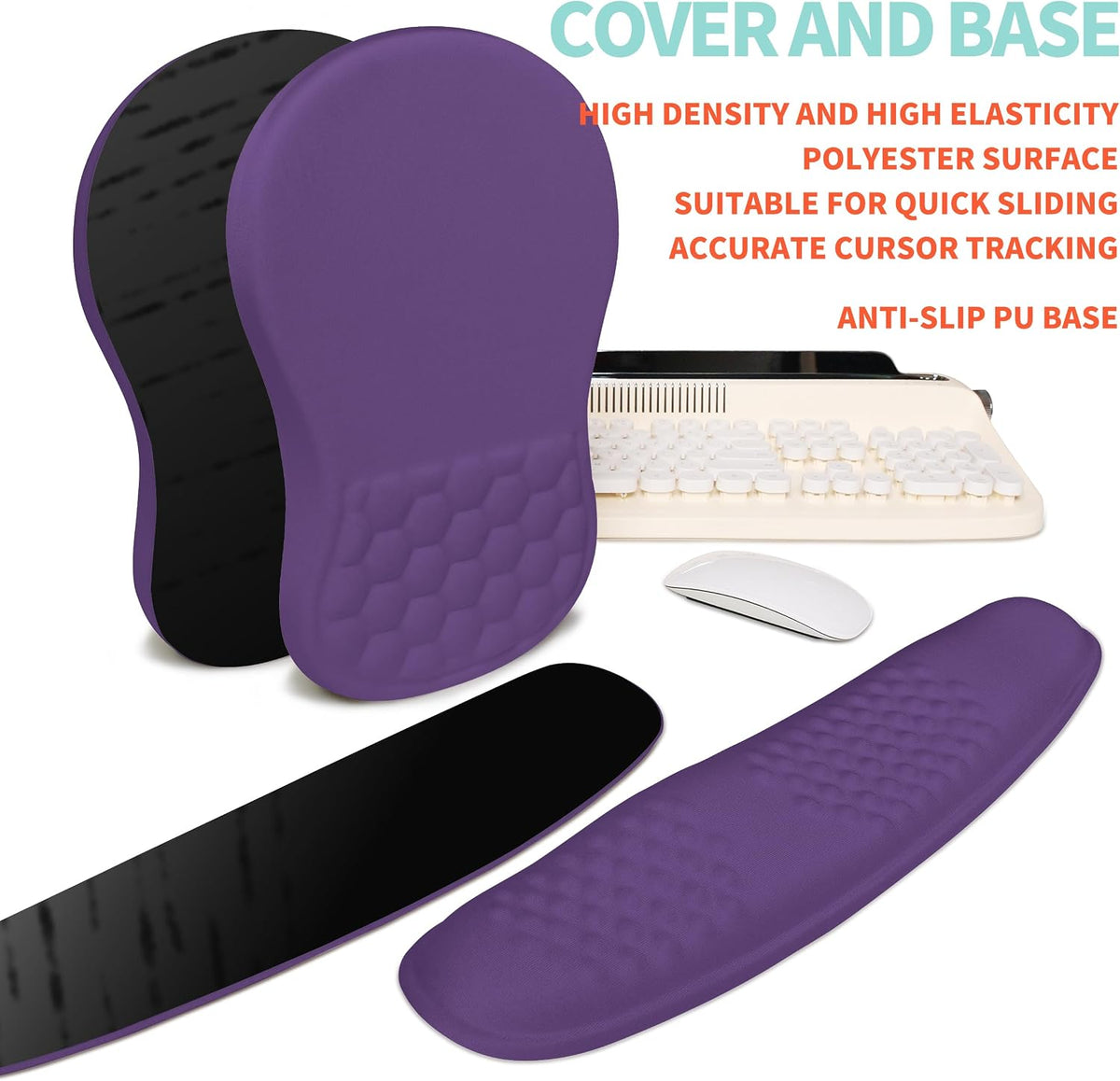 2-in-1 Ergonomic Set, Wave Rise Keyboard Wrist Rest and Massage Bulge Slope M...