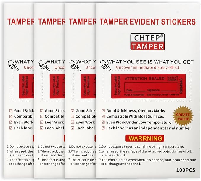 ChtepTamper 100 Pieces Total Transfer Tamper-Evident Stickers Security Labels - Image 2