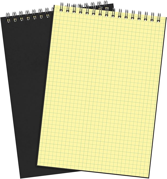 Engrowtic 2 Pack Graph Paper Spiral Notepad A5 Top Wirebound Notepad Grid by Engrowtic