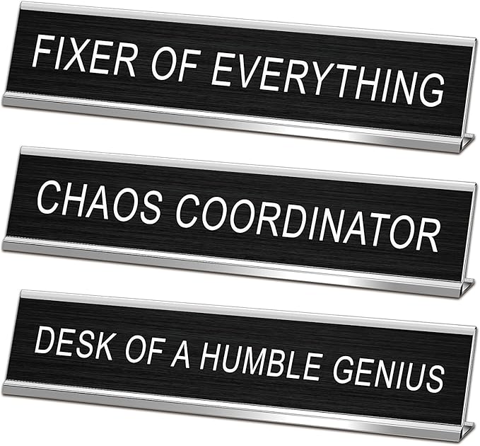 3 Pcs Chaos Coordinator Fixer of Everything Desk of a Humble Genius Funny Desk by SINKAA
