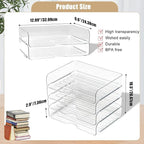 Clear Stackable Paper Trays 4 Pack, PET Letter Tray Desk Organizer, Desktop - Image 4