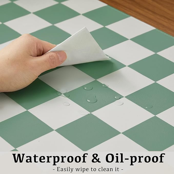 Ohocut Checkered Desk Mat, Large Cute Aesthetic Retro PU Leather Computer - Image 6