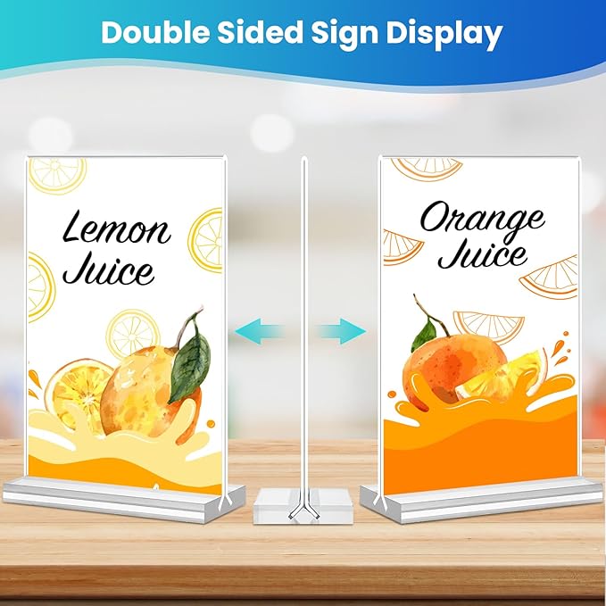 Acrylic Sign Holder 5x7, 11 Pack Clear TableTop Sign Holder-Sided, Plastic - Image 2