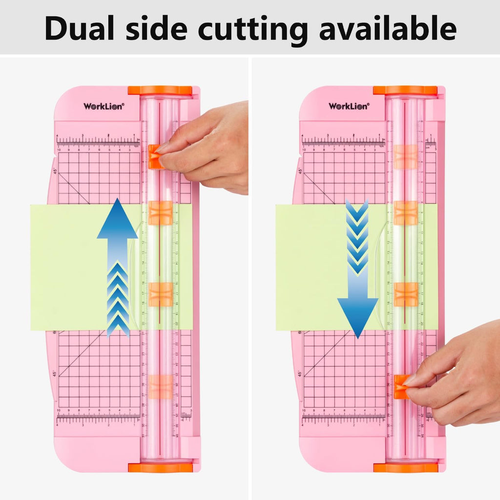 Straight Paper Cutter For crafting – Pink 12 Inch Paper Trimmer With Security Safeguard and Side Ruler, Perfect for Cardstock, Coupon,Photos and Crafting Paper.