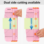 Straight Paper Cutter For crafting – Pink 12 Inch Paper Trimmer With Security Safeguard and Side Ruler, Perfect for Cardstock, Coupon,Photos and Crafting Paper.