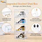 Amllas 8 Pack Shoe Boxes Clear Plastic Stackable, Large Shoe Storage Organizer - Image 3