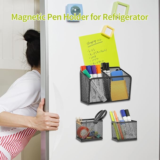 Neudeco Locker Shelf Organizer, Magnetic Pencil Holder, Metal Storage Basket - Image 5