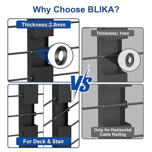 BLIKA 20Pack Black Cable Railing Adhesive Sleeves - Image 3