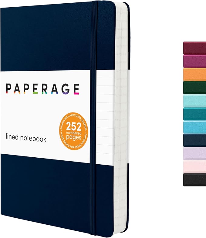 PAPERAGE Lined Journal Notebook, 252 Pages, Medium 5.6 in x 8 in by PAPERAGE