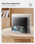 AboveTEK Vertical Laptop Stand, 3 Slots Aluminum Desk Laptop Holder & Laptop - Image 7