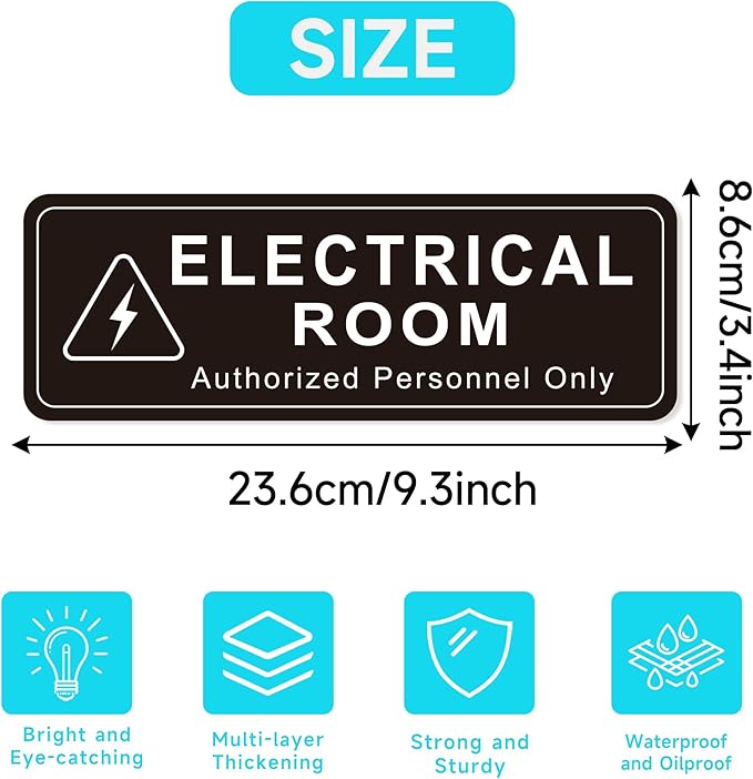 Electrical Room Door Sign for Business，Self-Adhesive Durable Modern Electrical - Image 2