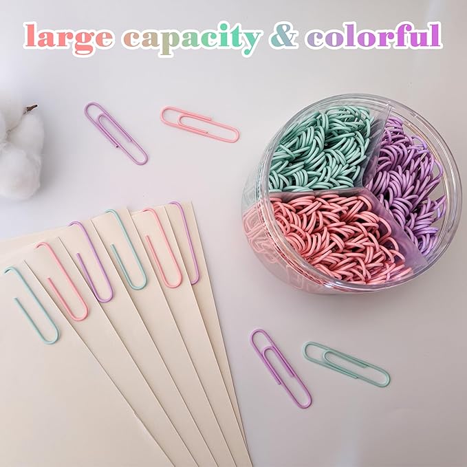 Nustartain Macaron Colored Jumbo Paper Clips, School and Home Use - Image 3