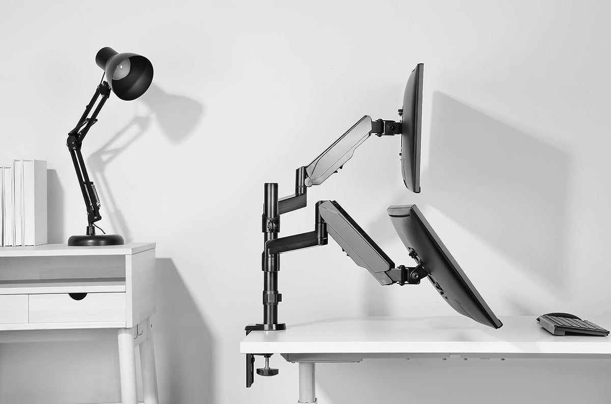 TechOrbits Triple/Double/Single Monitor Mount Stand - Computer Screen Desk Ga...