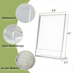 SVOPY 6 Pack Acrylic Sign Stand Holders, 8.5 x 11 Clear Plastic L Shape Table - Image 3