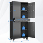 71-inch garage storage cabinet with 2 drawers, wheels, close-up detail
