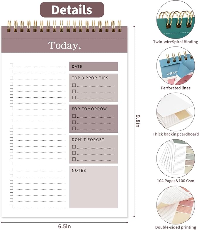 104 Pgs To Do List Notepad, 52 Undated Sheets Duplex-printed Daily Planner - Image 3