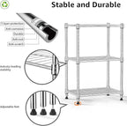 M MZG 450 lbs Wire Storage Shelving 3-Tier Utility Shelving Unit Steel - Image 4