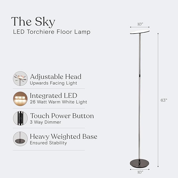 Brightech Sky LED Floor lamp, Torchiere Super Bright Floor Lamp - Image 7