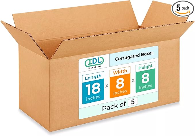 Medium Shipping & Moving Boxes 18 x 8 x 8 inches by IDLPackaging