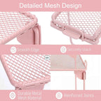 Neudeco Pack 2, Mesh Locker Shelf, Stackable Extra Tall Locker Organizer, Collapsible and Metal Build, Fits Standard Size School Locker, Suitable for Work, Kitchen, Bathroom (Pink)