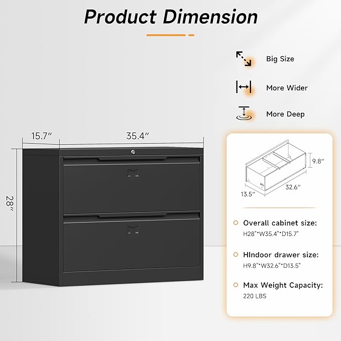 Bestoo 2-Drawer Lateral File Cabinet - Image 3